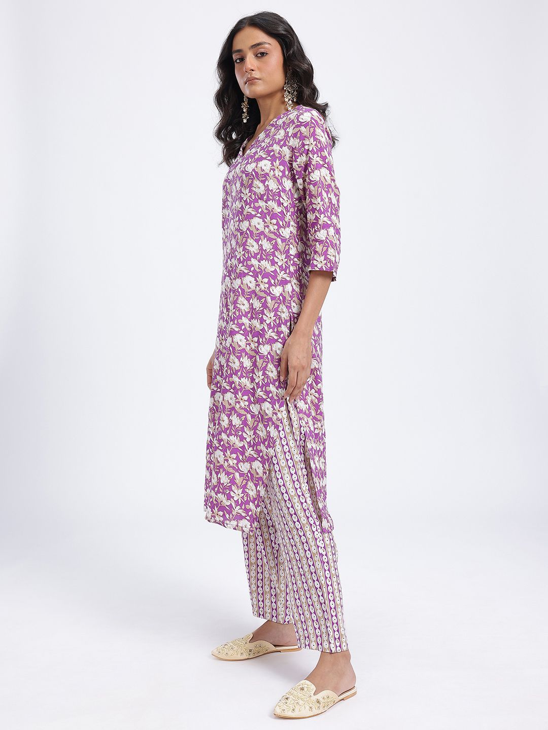 Anouk Women Indie Floral Printed Kurta with Trousers & Dupatta