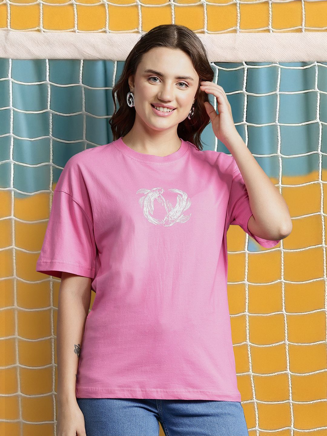 DressBerry Women Printed Pure Cotton T-shirt