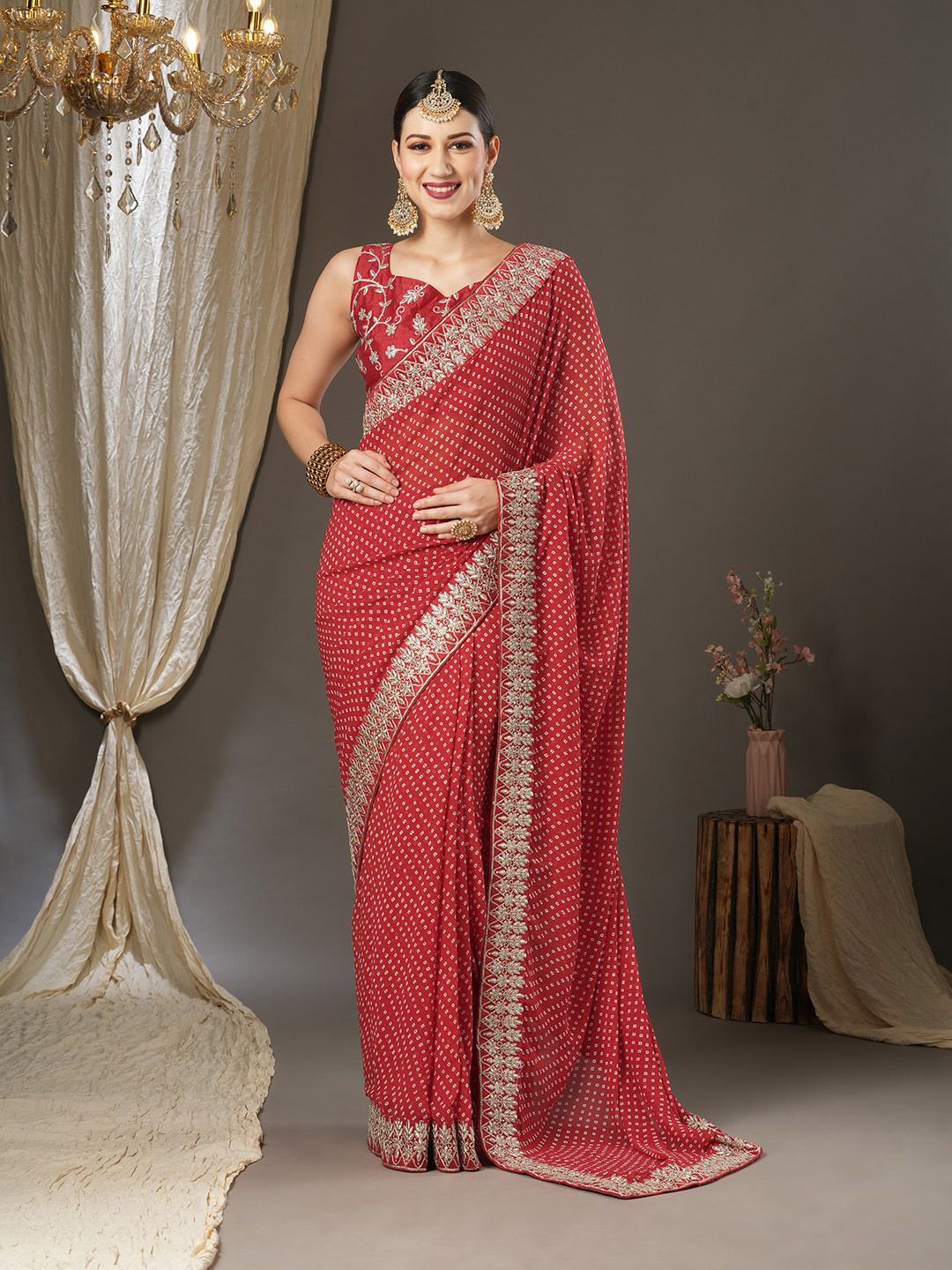 Saree mall Bandhani Festive Pure Georgette Sarees