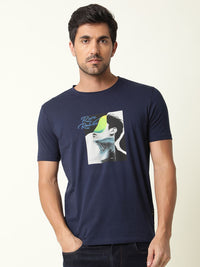 RARE RABBIT Men Minx Graphic Printed Slim Fit T-Shirt