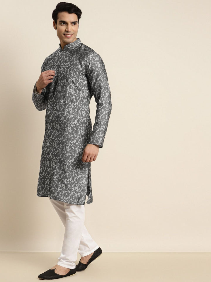 SOJANYA Men Silk Blend Woven Design Kurta