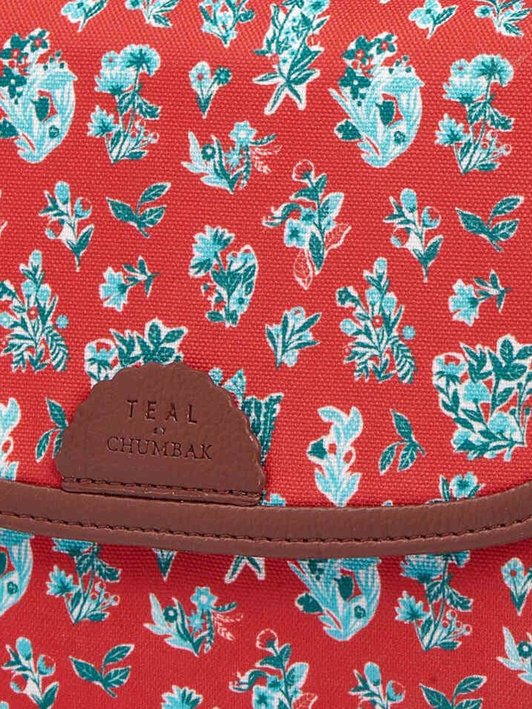TEAL BY CHUMBAK Detachable Sling Strap Floral Printed Structured Satchel Bag