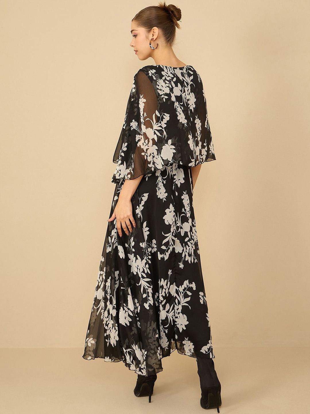 Antheaa Women Floral Printed Embellished Maxi Dress