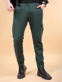 The Indian Garage Co Men Teal Blue Slim Fit Cargos Trousers