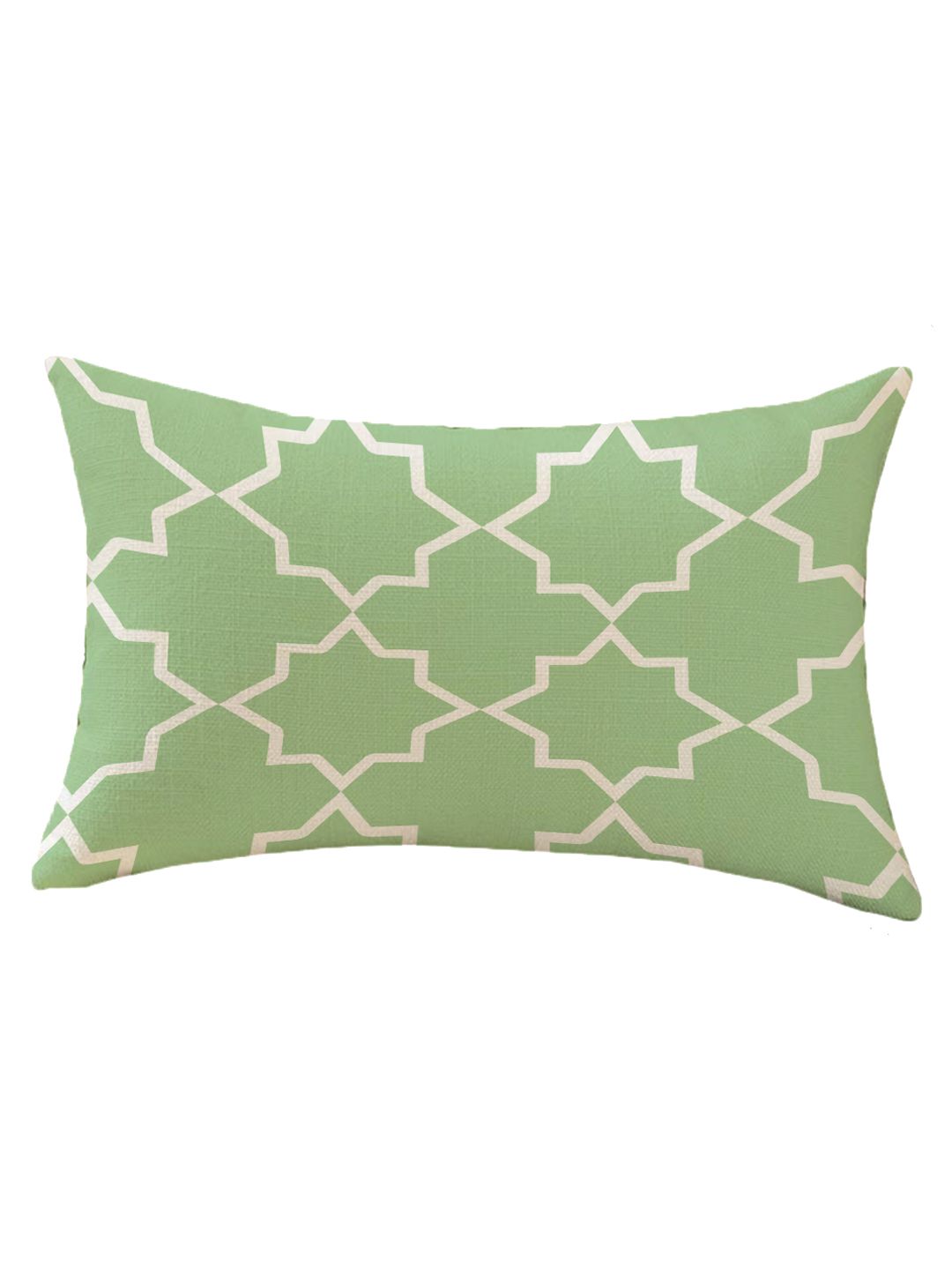 STITCHNEST Green & White Set of 2 Rectangle Cushion Covers