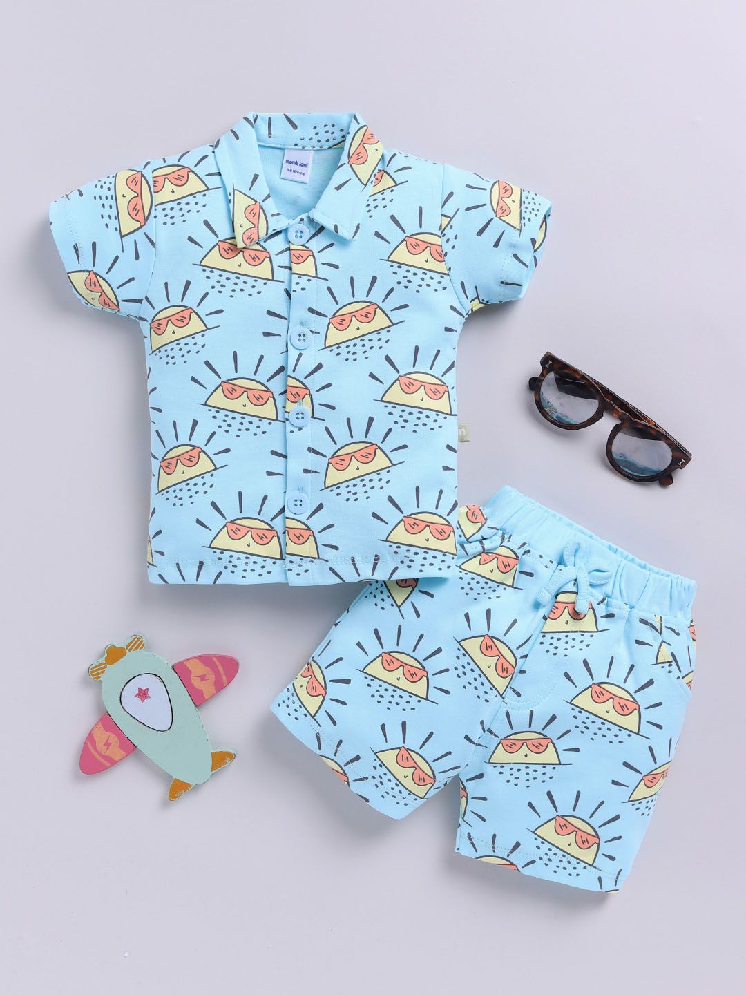 Moms Love Infant Boys Conversational Printed Pure Cotton Clothing Set