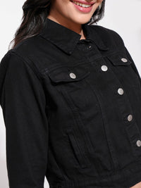 Tokyo Talkies Women Black Solid Denim Jacket