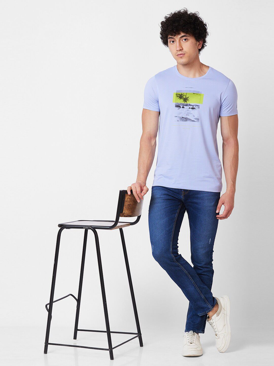 SPYKAR Graphic Printed Round NeckSlim Fit T-shirt