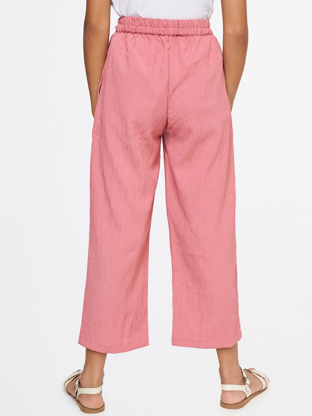 Global Desi Girls Peach-Coloured Straight Fit Trousers