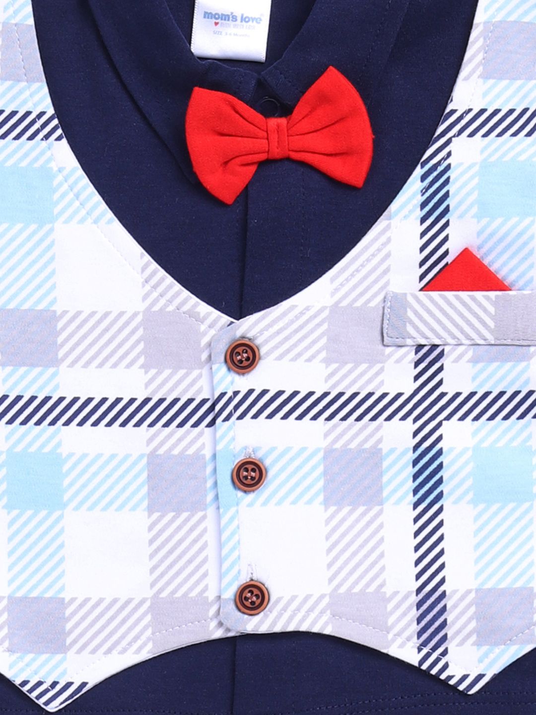 Moms Love Infant Boys Checked Pure Cotton Clothing Set