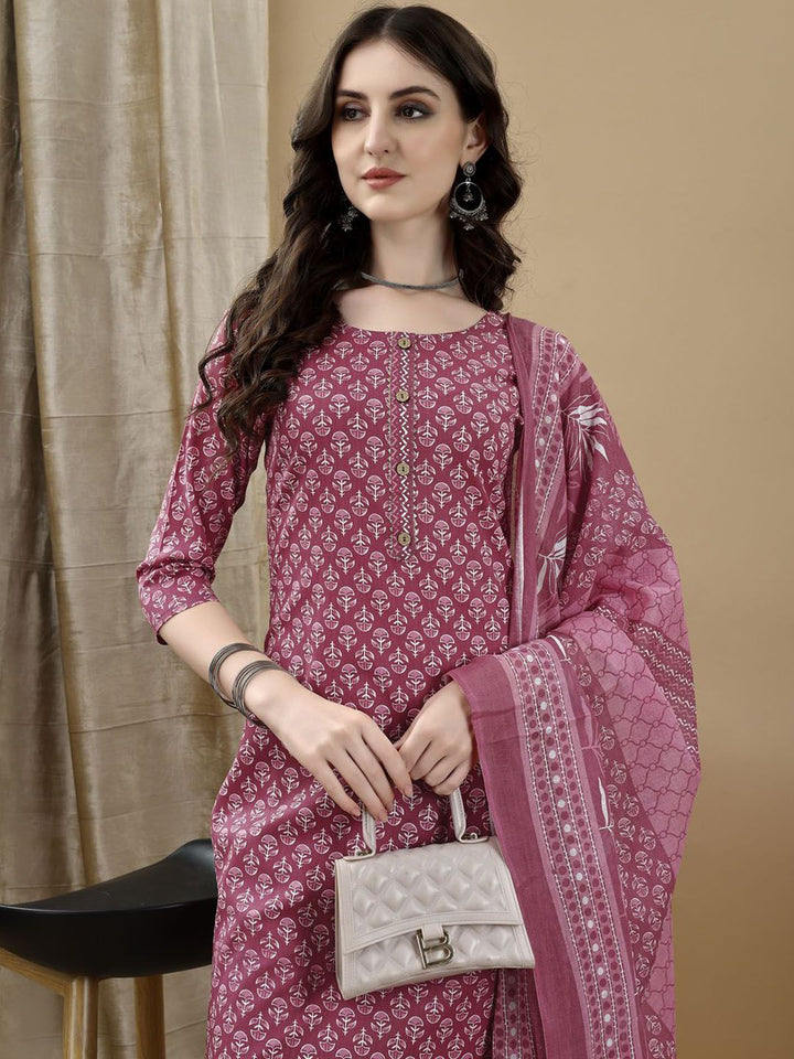 KALINI Women Ethnic Motifs Printed Regular Kurta with Trousers & Dupatta