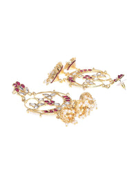 Anouk Gold-Plated Cubic Zirconia Studded Crescent Shaped Chandbalis