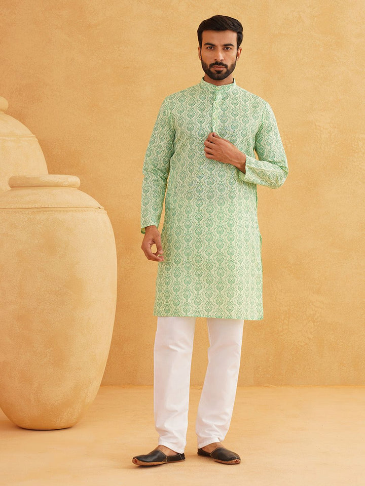 SOJANYA Ethnic Motifs Printed Mandarin Collar Kurta With Trousers