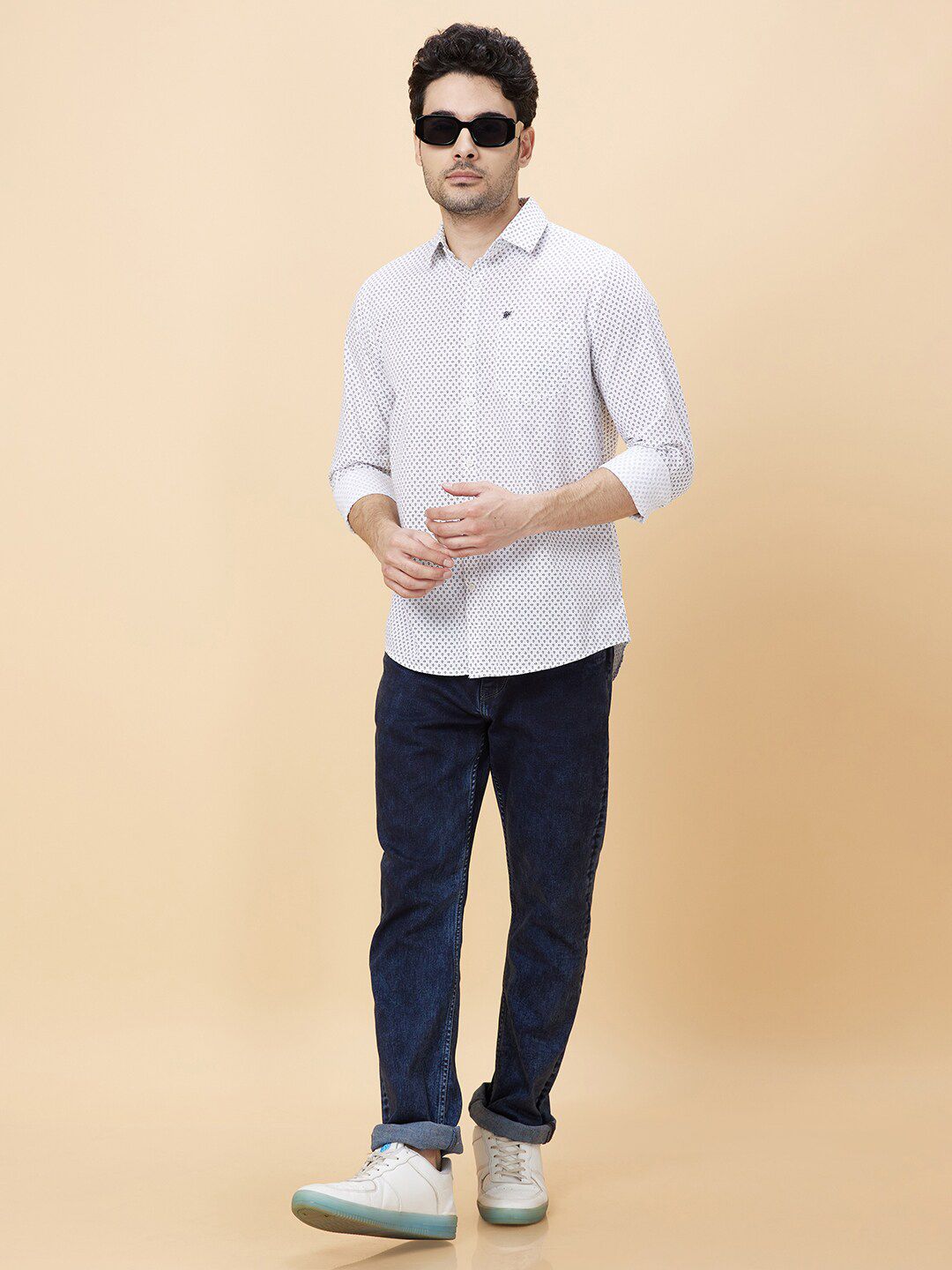 Being Human Micro Ditsy Printed Cotton Slim Fit Casual Shirt
