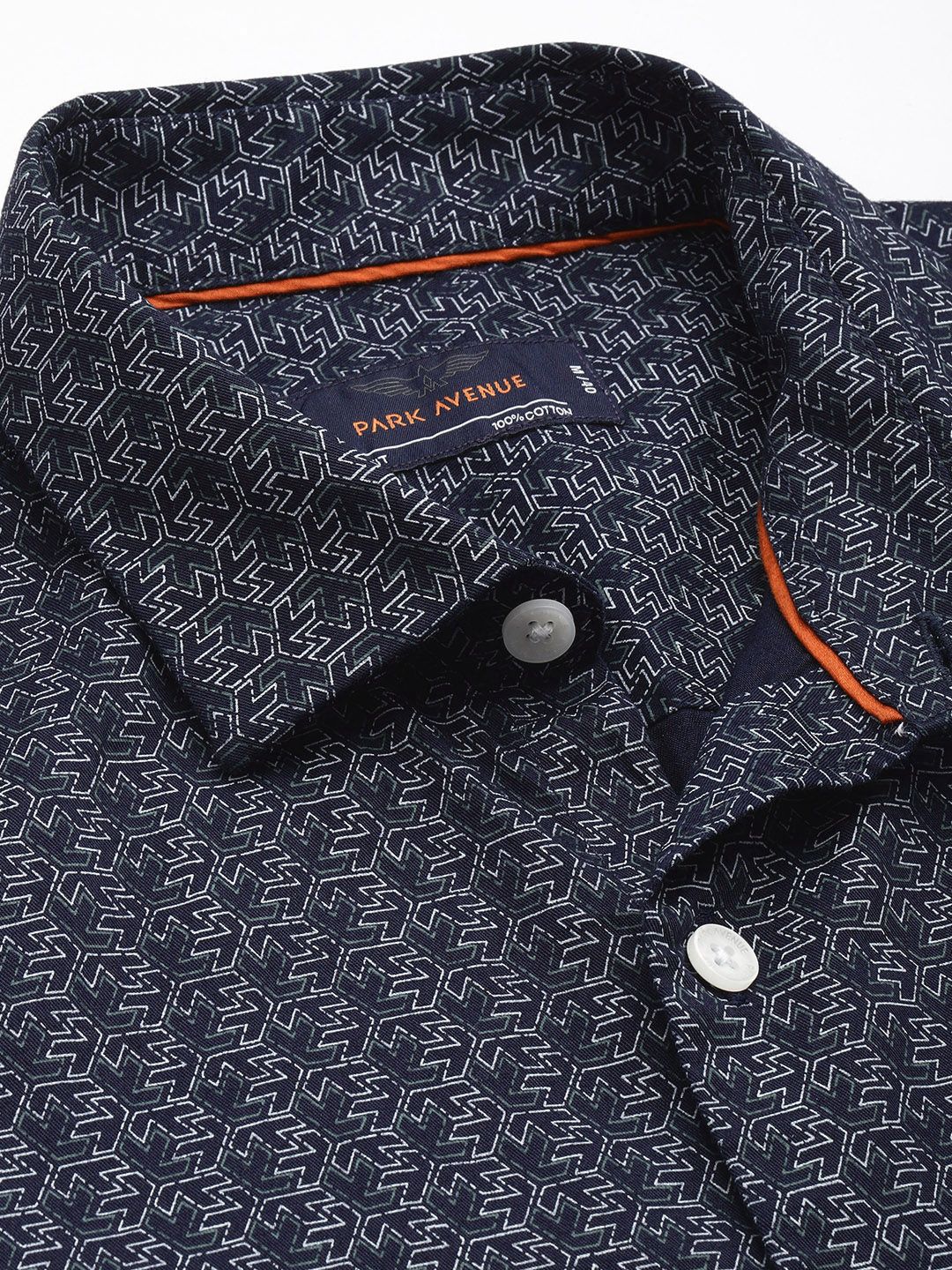 Park Avenue Slim Fit Geometric Printed Pure Cotton Casual Shirt