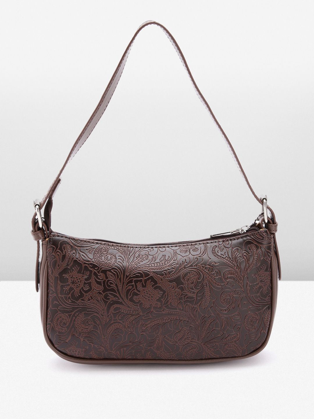 Lino Perros Floral Textured Structured Baguette Bag