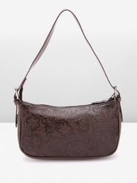 Lino Perros Floral Textured Structured Baguette Bag