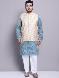 SOJANYA PLUS Plus Size Woven Design Kurta with Pyjamas & Nehru Jacket