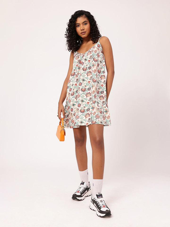 Dreamy Tropical Escape Shouldered With Style A-Line Mini Dress
