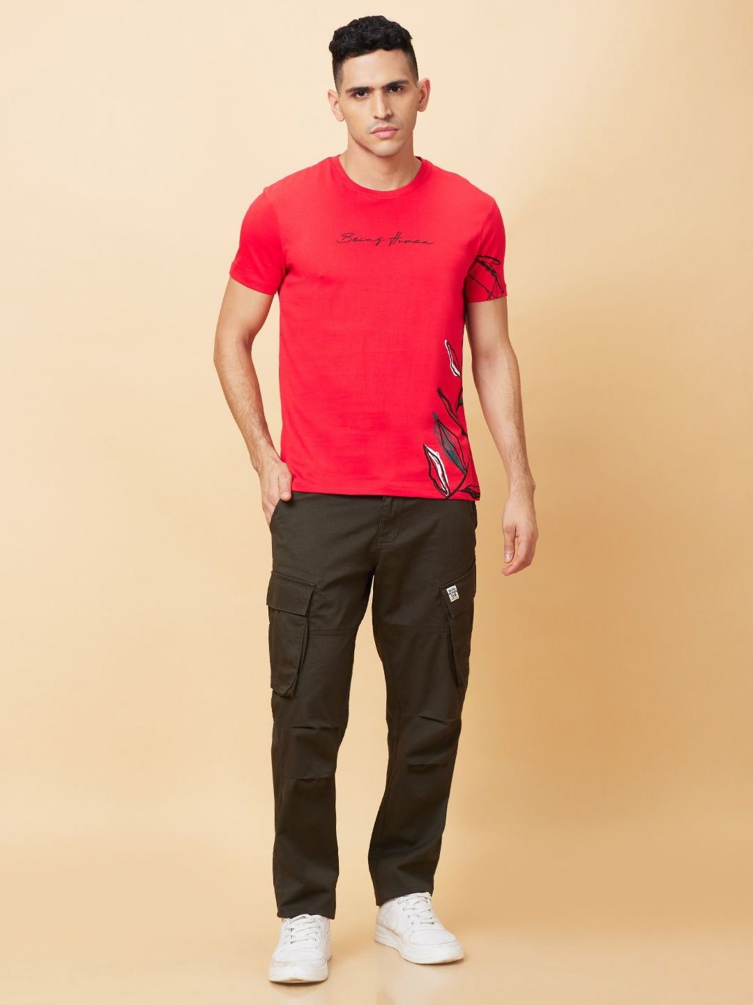 Being Human Men Printed Cut Outs T-shirt