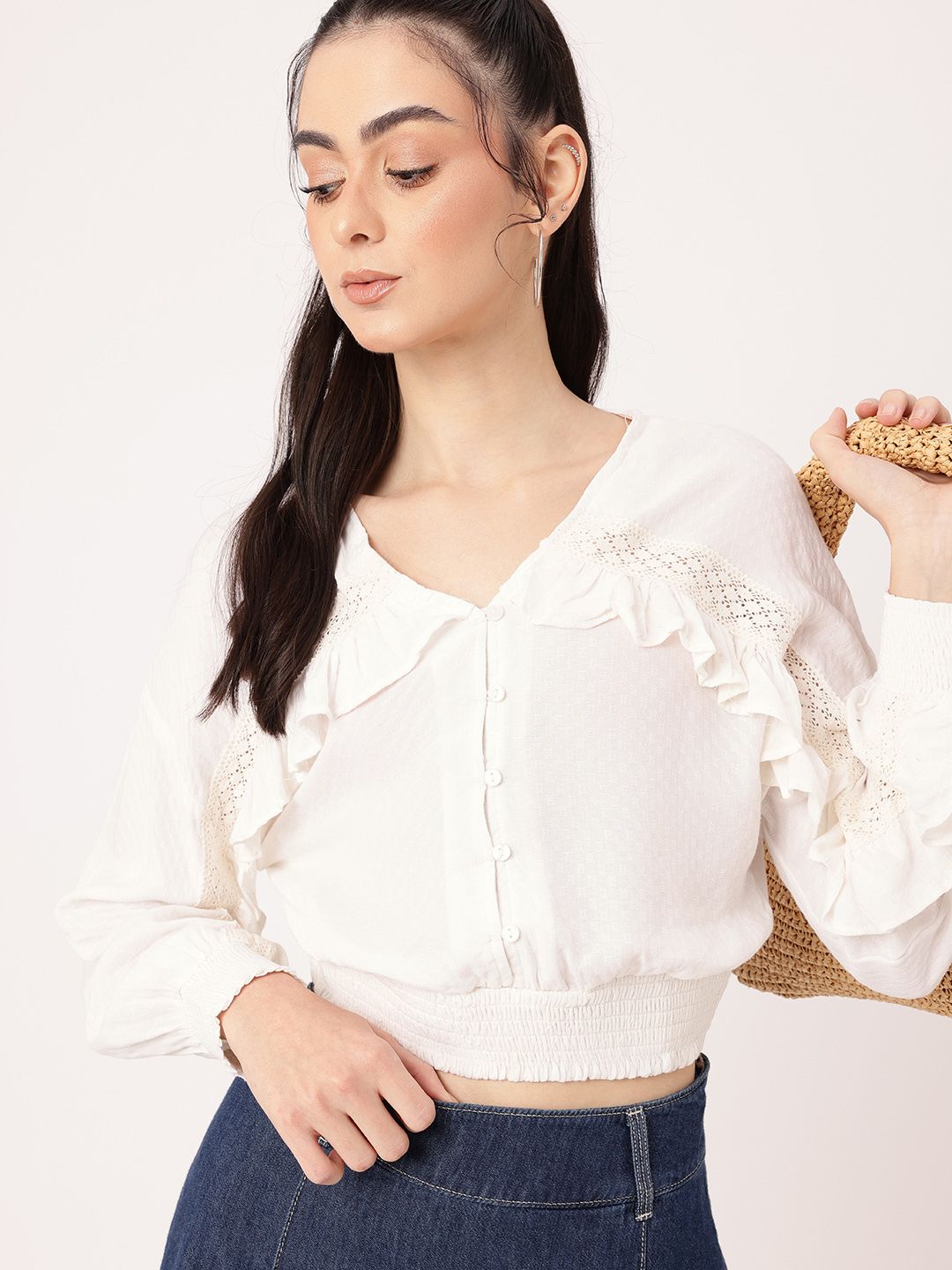 DressBerry Everyday Essential Ruffled Blouson Top