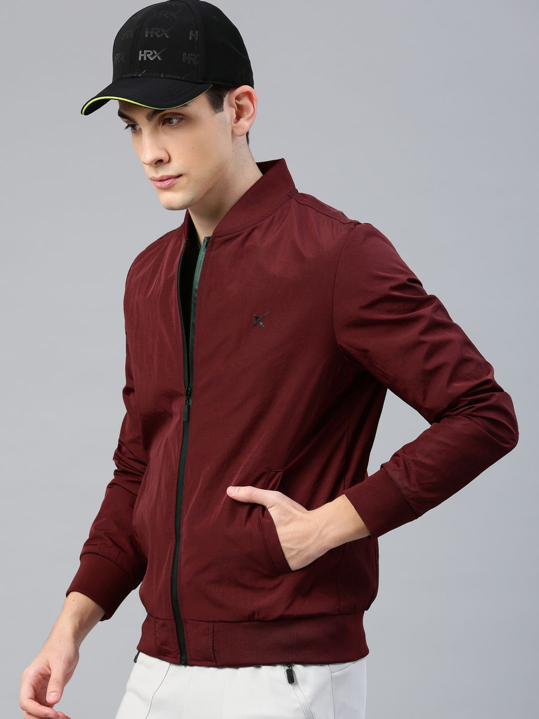 HRX by Hrithik Roshan Men Burgundy Solid Bomber