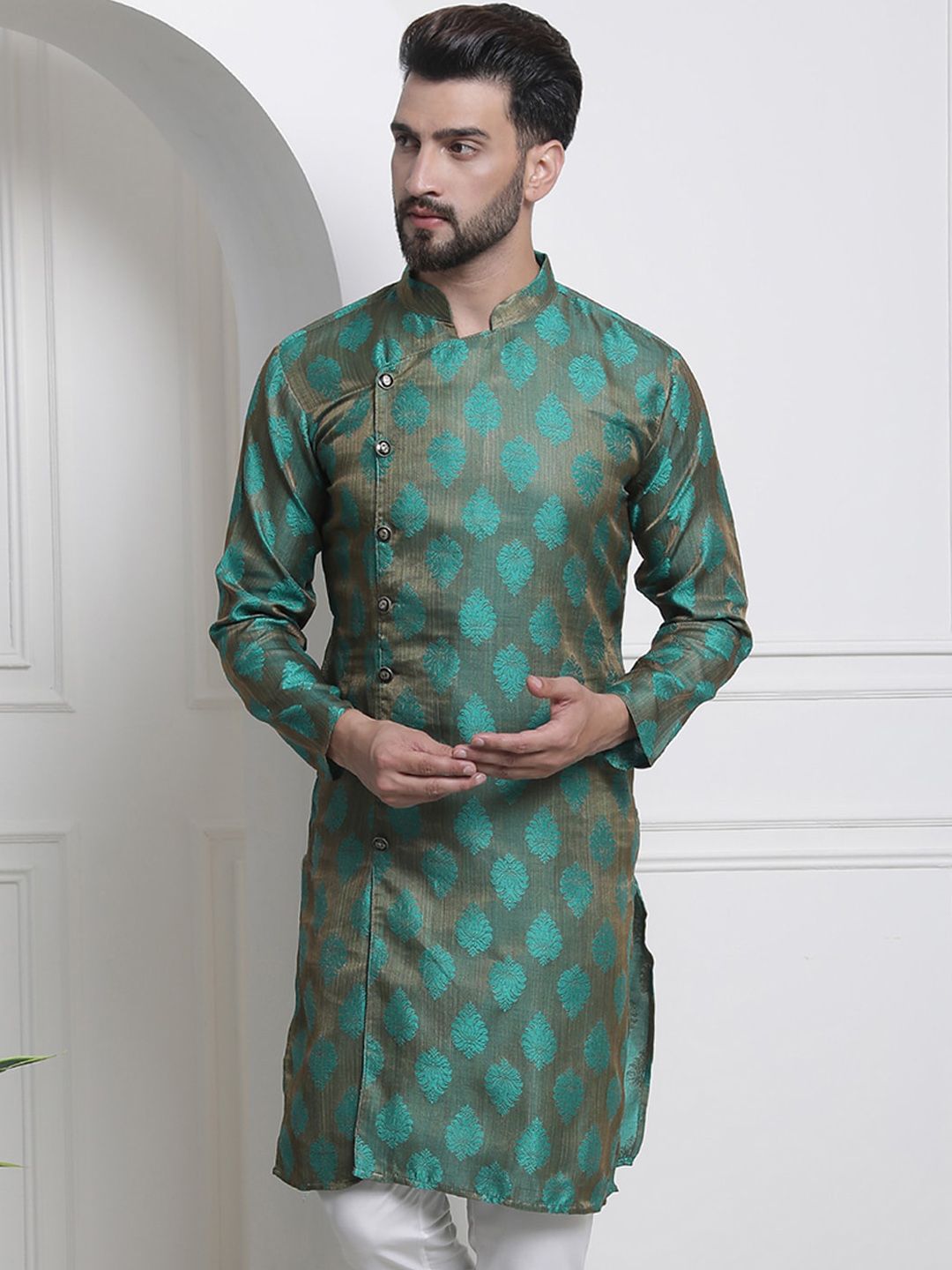 SOJANYA Motif Etnik Rekaan Tenun Angrakha Kurta Lurus