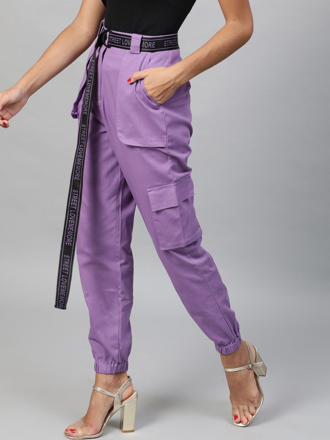 STREET 9 Women Lavender Regular Fit Solid Joggers