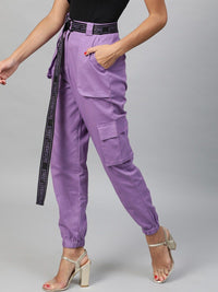 STREET 9 Women Lavender Regular Fit Solid Joggers