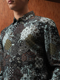 LOCOMOTIVE Slim Fit Abstract Printed Opaque Casual Shirt