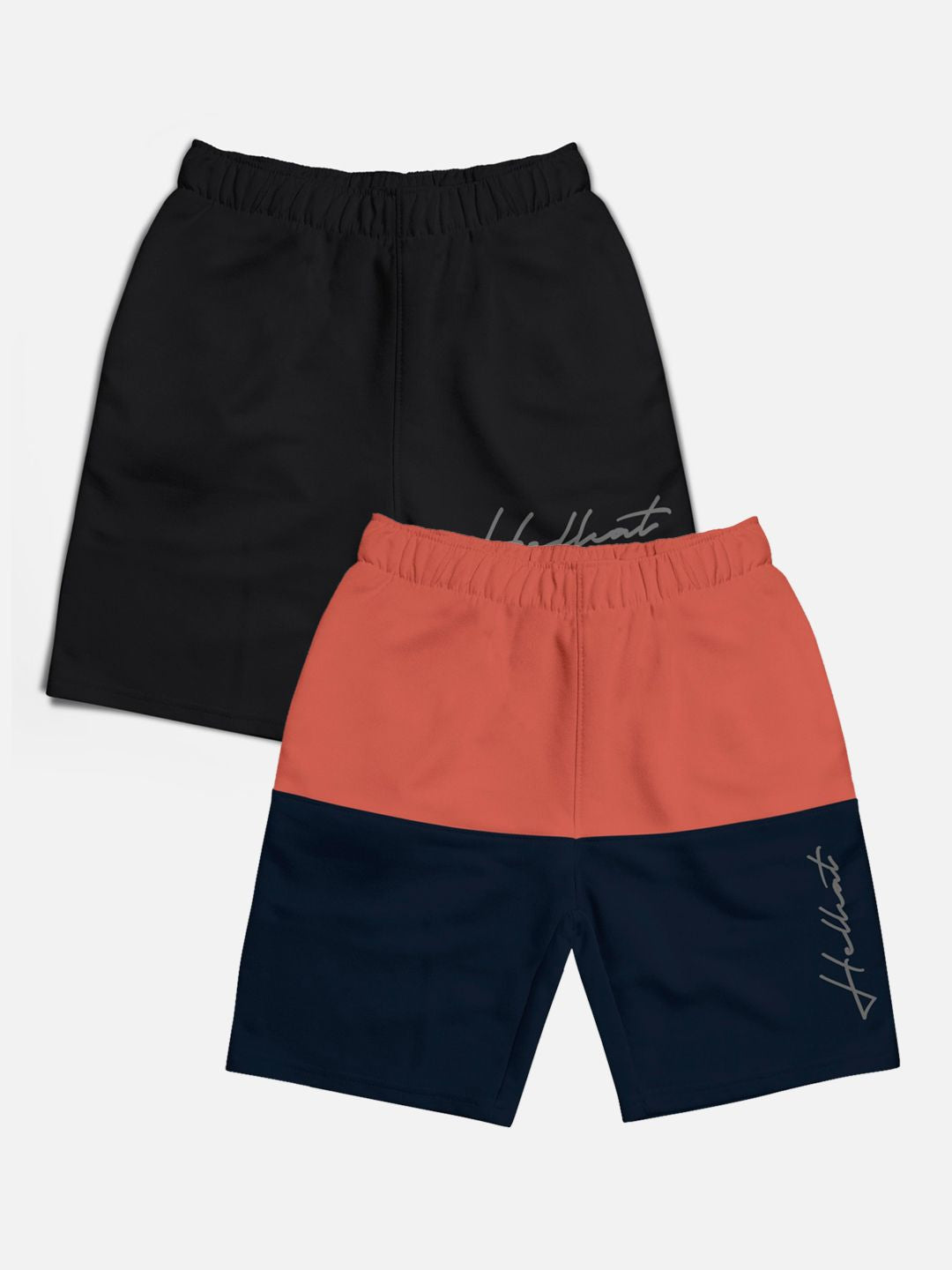 HELLCAT Boys Pack Of 2 Typography Printed Mid-Rise Cotton Shorts