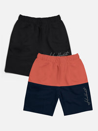 HELLCAT Boys Pack Of 2 Typography Printed Mid-Rise Cotton Shorts