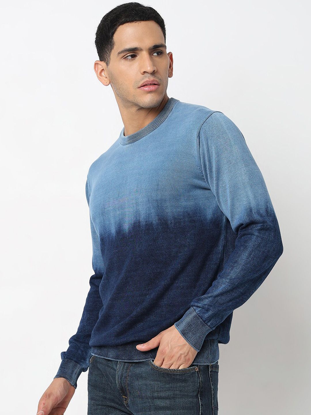 SPYKAR Tie & Dye Cotton Pullover Sweater