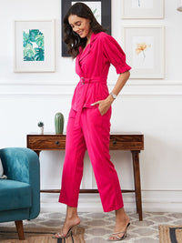 Athena Women Fuchsia Solid Co-Ord Set