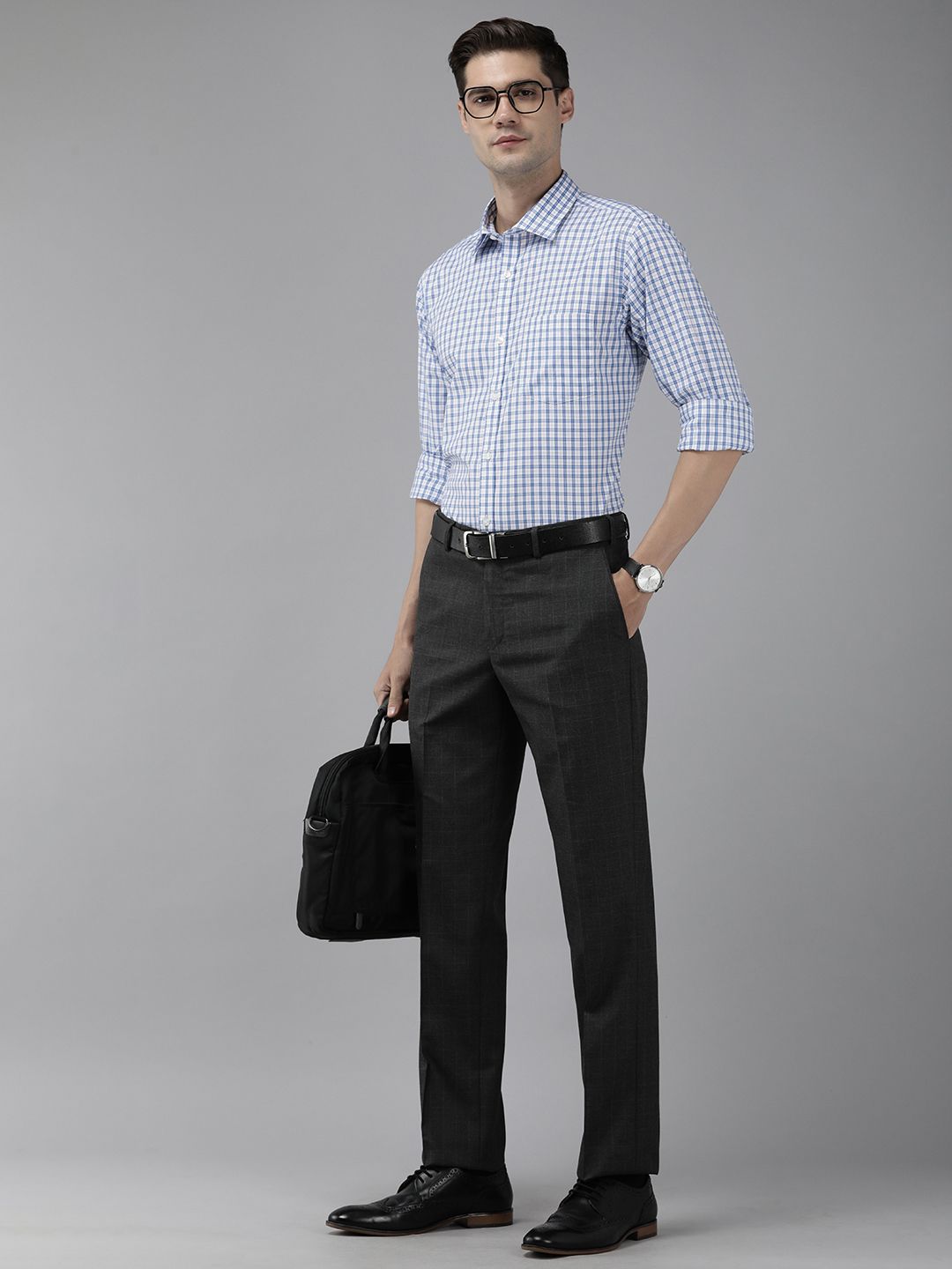 Park Avenue Men Slim Fit Tartan Checks Pure Cotton Formal Shirt