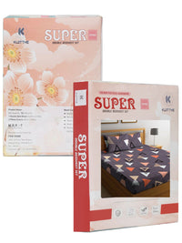 KLOTTHE 300 TC Fitted Geometric King Bedsheet with 2 Pillow Covers