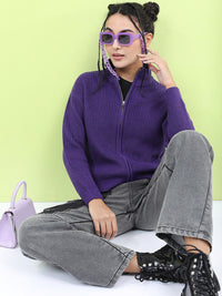 Tokyo Talkies Women Classy Purple Solid Sweater