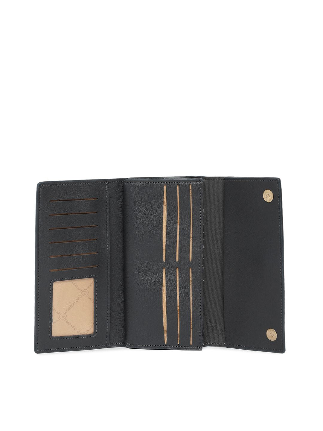 Lino Perros Women Black Solid Three Fold Wallet
