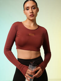 HRX by Hrithik Roshan Rapid Dry Active Goddess Thumb Hole Detail Training Crop T-shirt