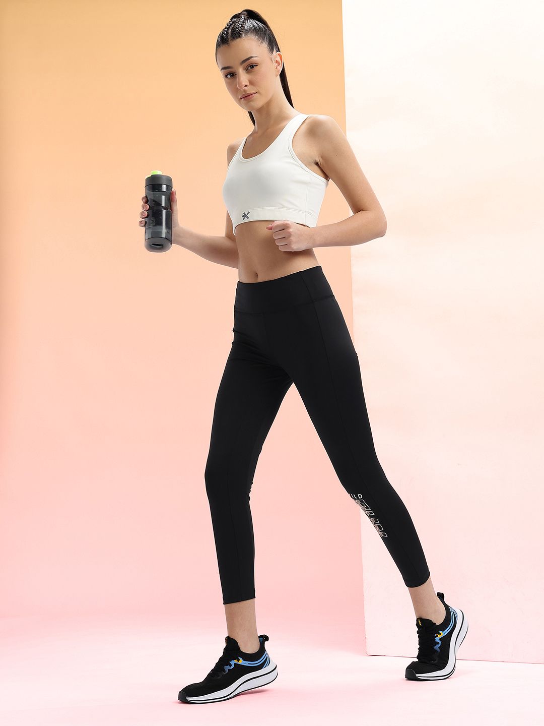 HRX by Hrithik Roshan Women Brand Logo Printed Rapid-Dry Cropped Running Tights