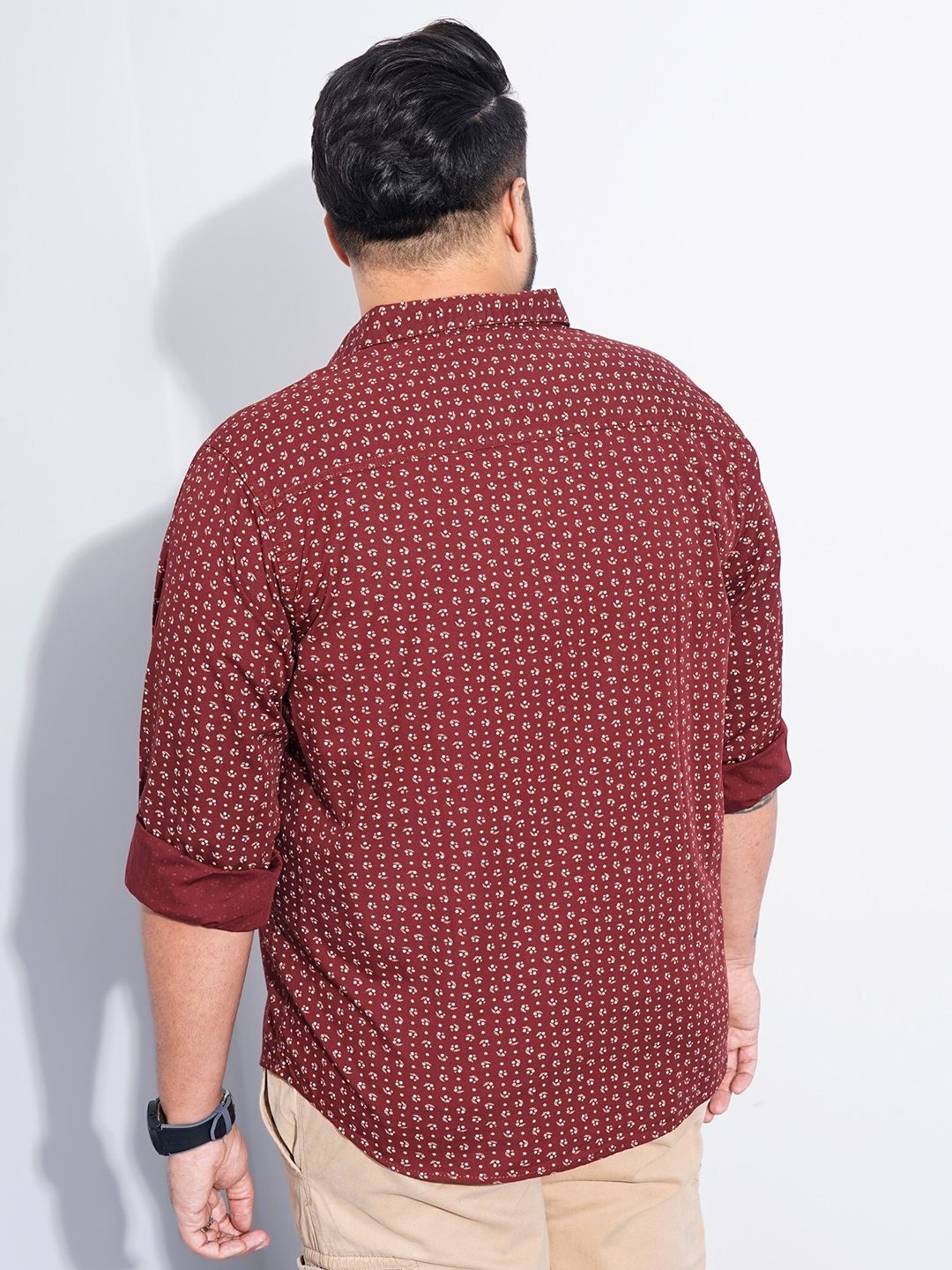 The Indian Garage Co Plus Size Micro Ditsy Printed Cotton Casual Shirt