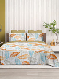 Cortina Glazed Cotton Yellow Paisley 140 TC King Bedsheet with 2 Pillow Covers