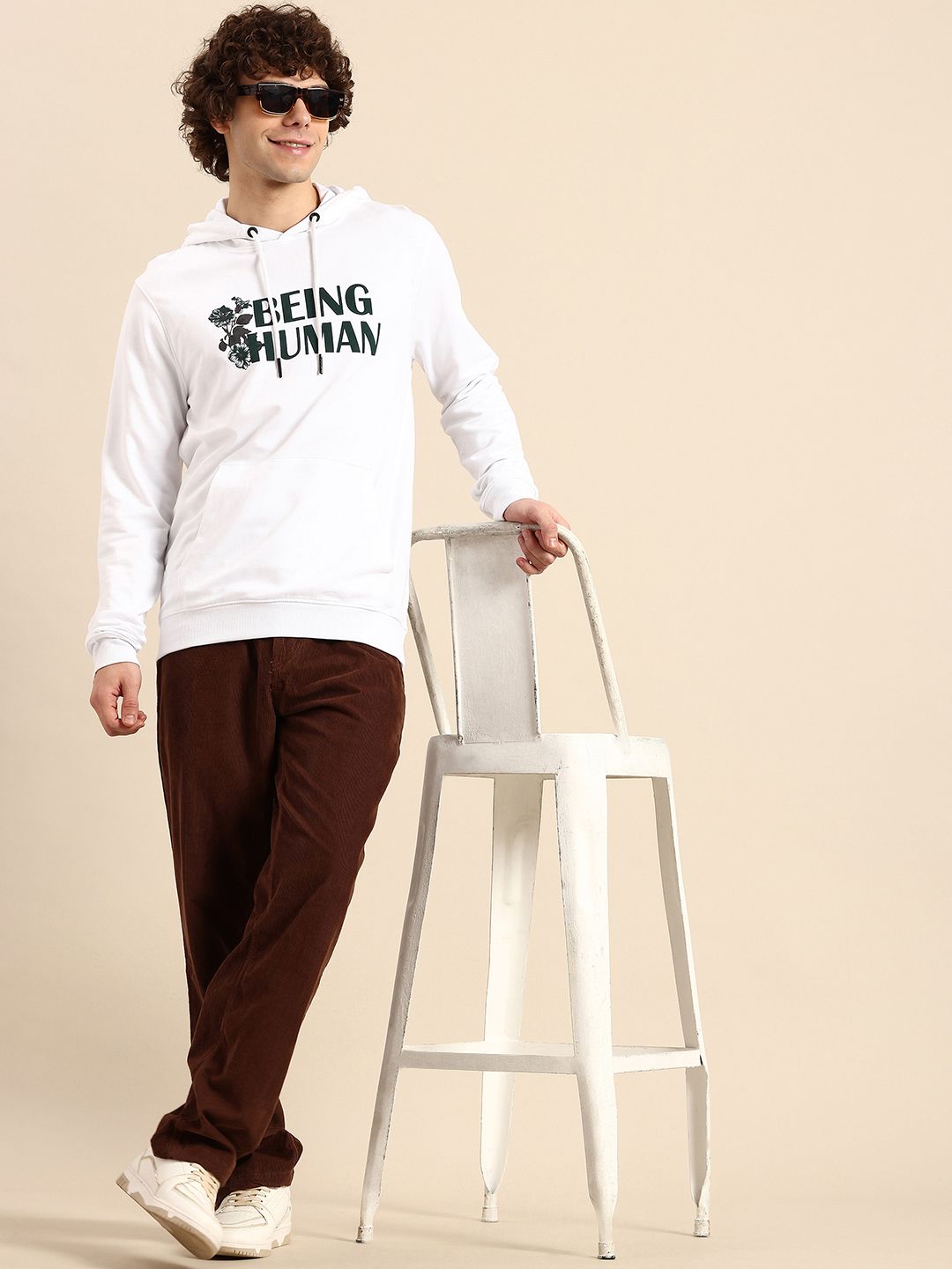 Being Human Brand Logo Printed Hooded Pure Cotton Sweatshirt
