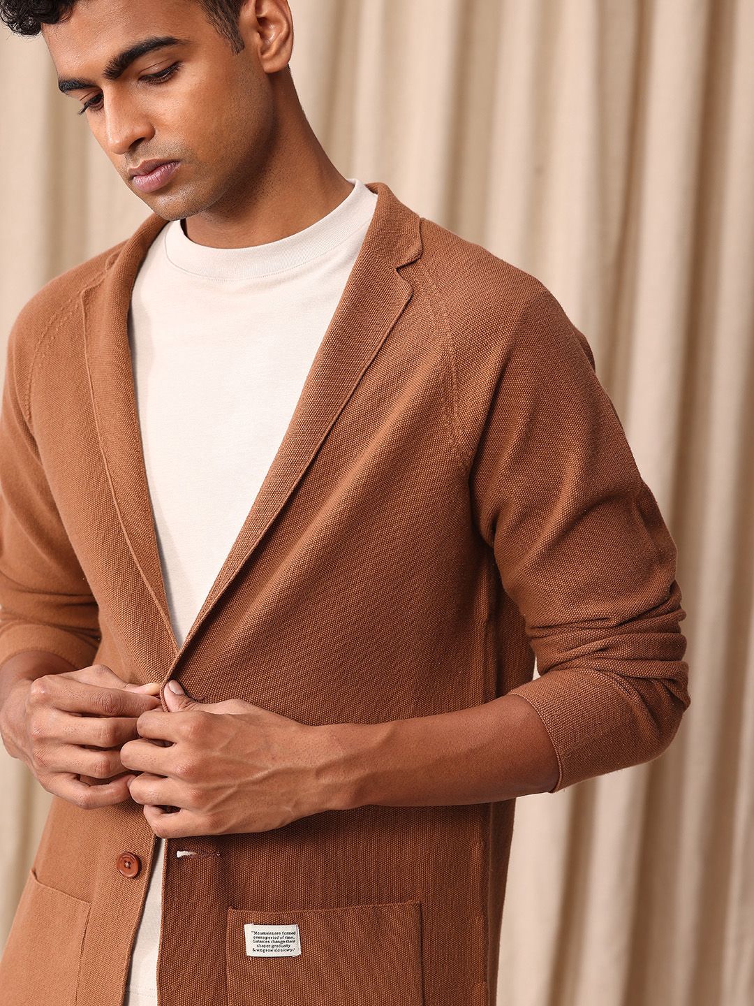 Mr Bowerbird Self Design Tailored Fit Single-Breasted Casual Blazer