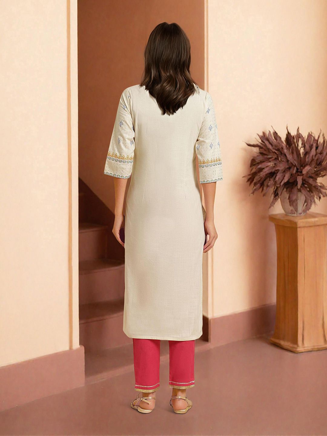 W Women Ethnic Motifs Printed Straight Pure Cotton Kurta