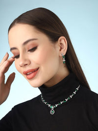 Priyaasi Silver-Plated AD-Studded Jewellery Set