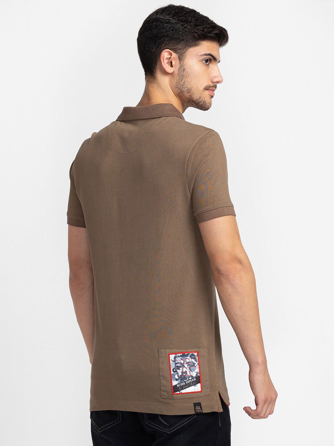 Being Human Typography Printed Applique Polo Collar T-shirt