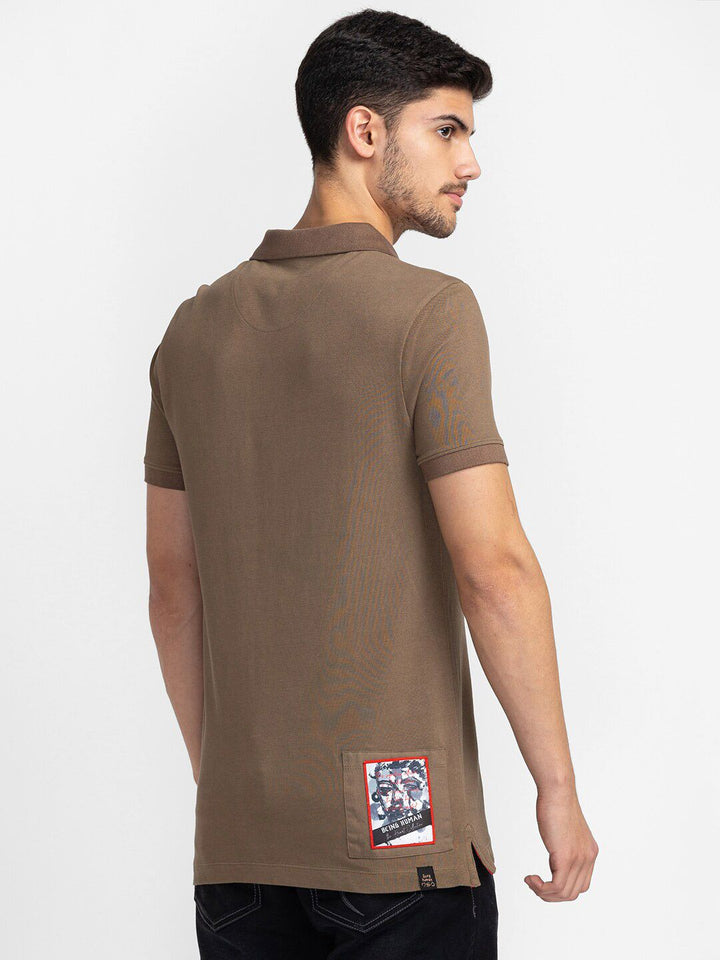 Being Human Typography Printed Applique Polo Collar T-shirt