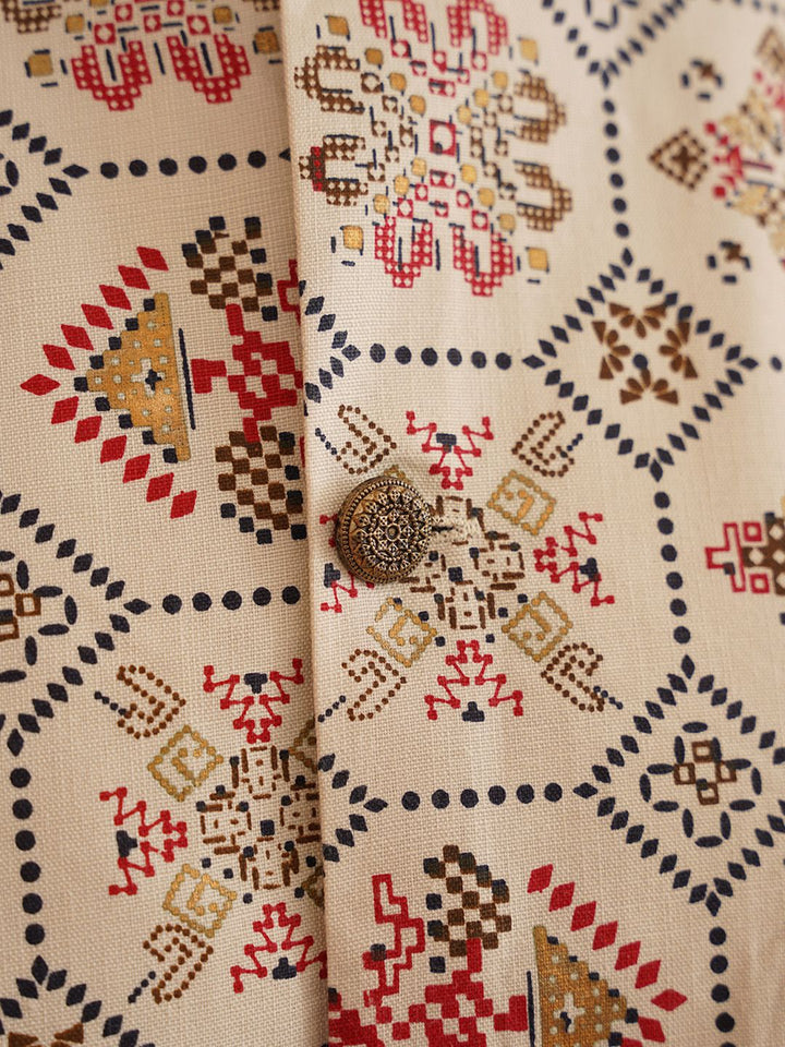 SOJANYA Men Ethnic Motifs Printed Kurta With Pyjamas & Nehru Jacket