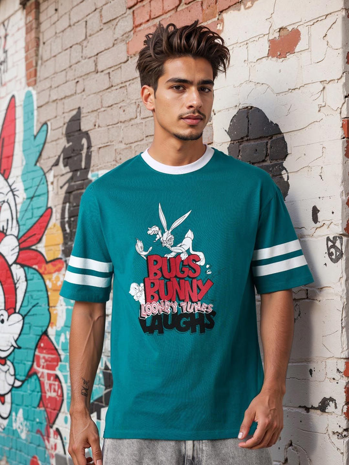 The Indian Garage Co Men Bugs Bunny Graphic Printed Pure Cotton Relaxed Fit T-shirt